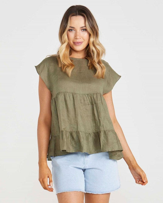 Sass Womens Alina Tiered Top