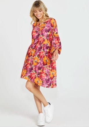 Sass Womens Yasmin Bubble Sleeve Mini Dress