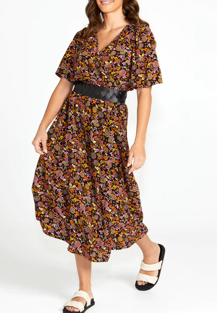 Sass Womens Lilith Midi Wrap Dress