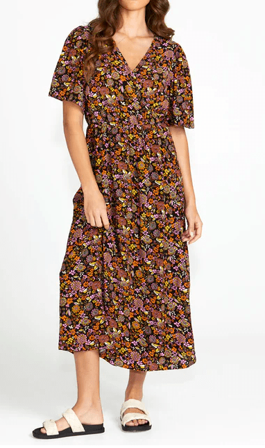 Sass Womens Lilith Midi Wrap Dress