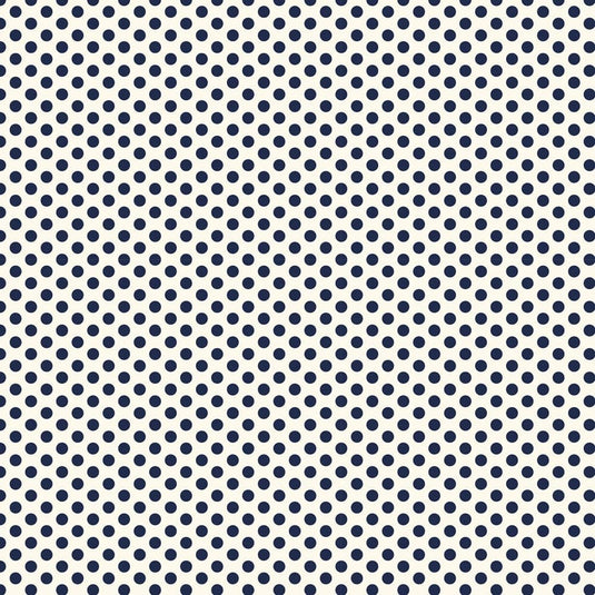 Devonstone Collection Polked Polka Dots - Navy Dots on White - 1m