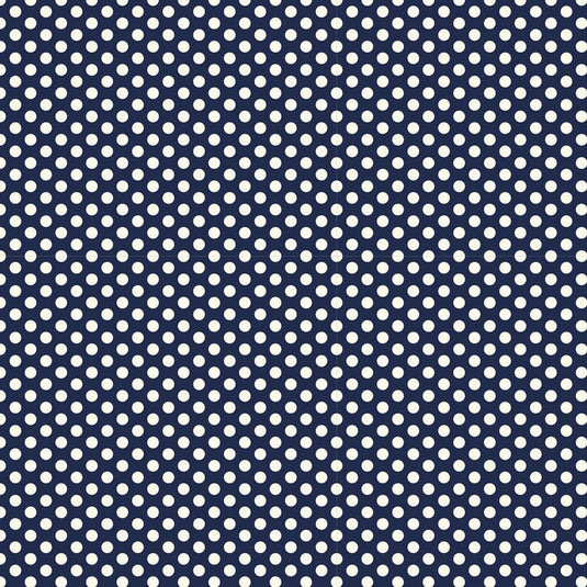 Devonstone Collection Polked Polka Dots - White Spots on Navy - 1m