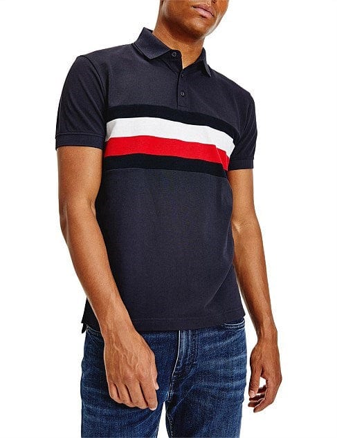 Tommy Hilfiger Mens WCC Textured Chest Panel Reg Polo