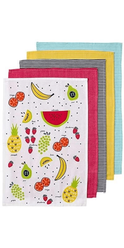 Ladelle Frutti Assorted 5 Pack Kitchen Towel