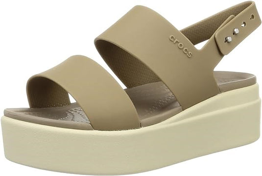Crocs Womens Brooklyn Low Wedge - Khaki/Bone