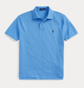 Ralph Lauren Mens Custom Slim Fit Mesh Polo Shirt - Harbor Island Blue