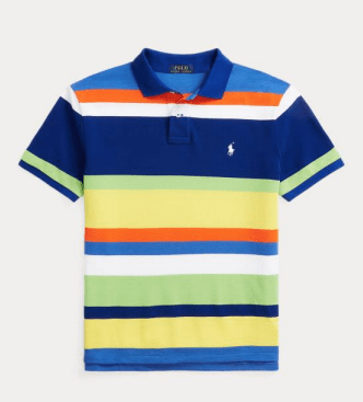 Ralph Lauren Mens Custom Slim Fit Striped Mesh Polo Shirt - Heritage Royal Multi