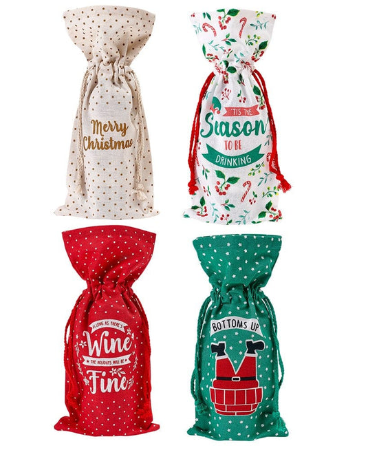 Ladelle Joyful Assorted Christmas Wine Bag