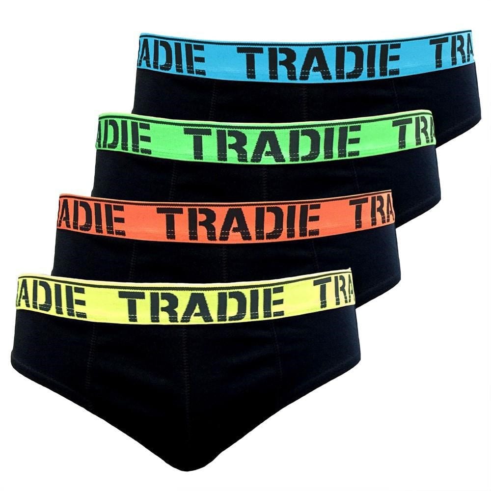 Mens 4 Pack Tradie S-2XL Cotton Briefs Hipster Underwear Black