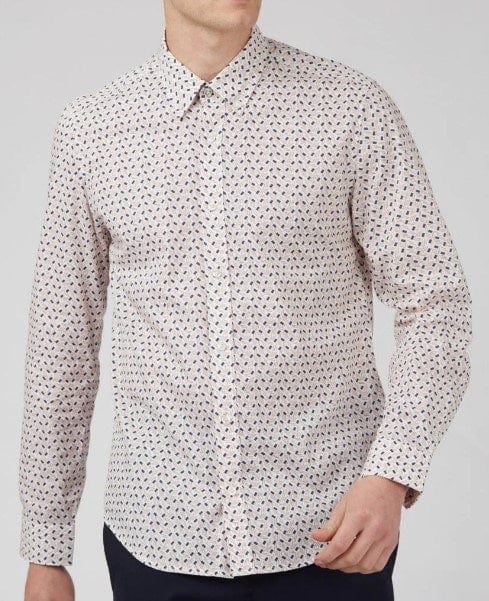 Ben Sherman Mens Long Sleeve Dash Print Shirt