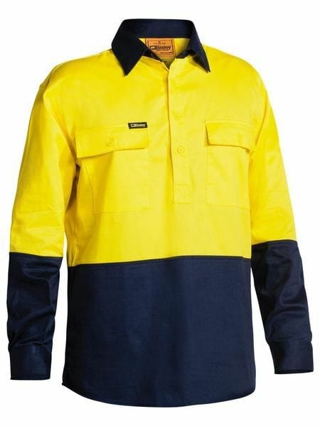 Load image into Gallery viewer, Bisley 2 Tone Closed Front Hi Vis Drill Shirt - Long Sleeve
