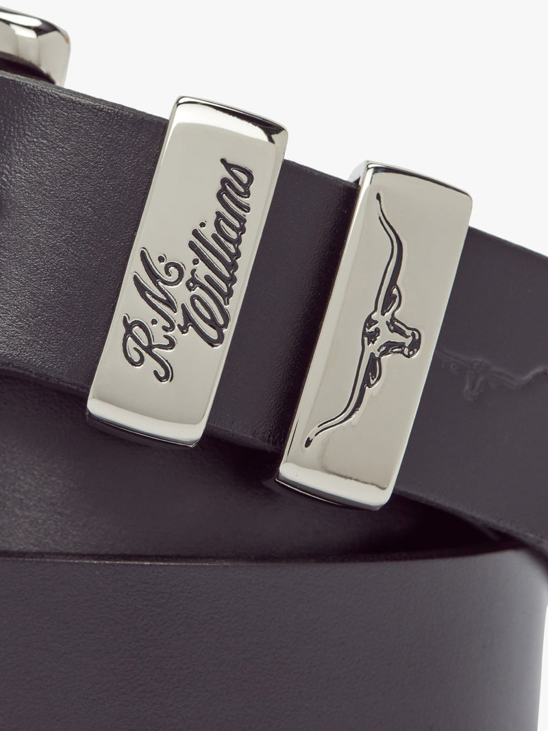 Load image into Gallery viewer, RM Williams 1 1/4" 3 Piece Solid Hide Belt (Silver)