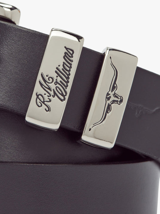 RM Williams 1 1/4" 3 Piece Solid Hide Belt (Silver)