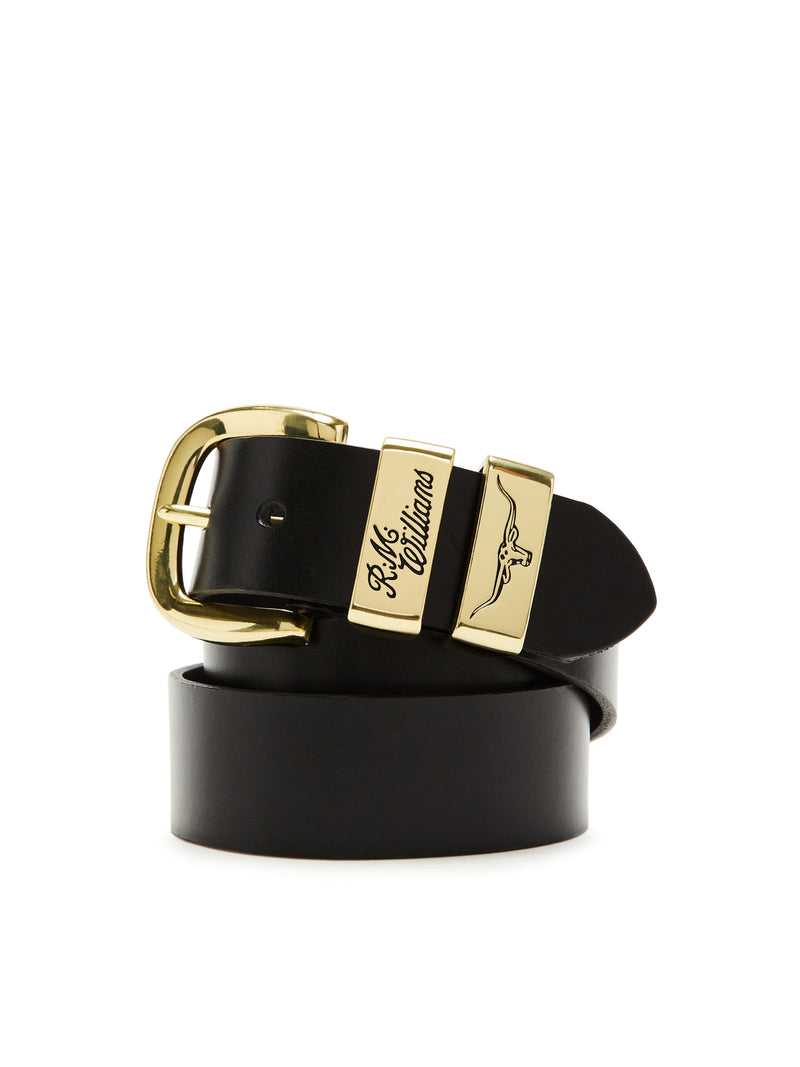 Load image into Gallery viewer, RM Williams 1 1/2" 3 Piece Solid Hide Belt (Gold)