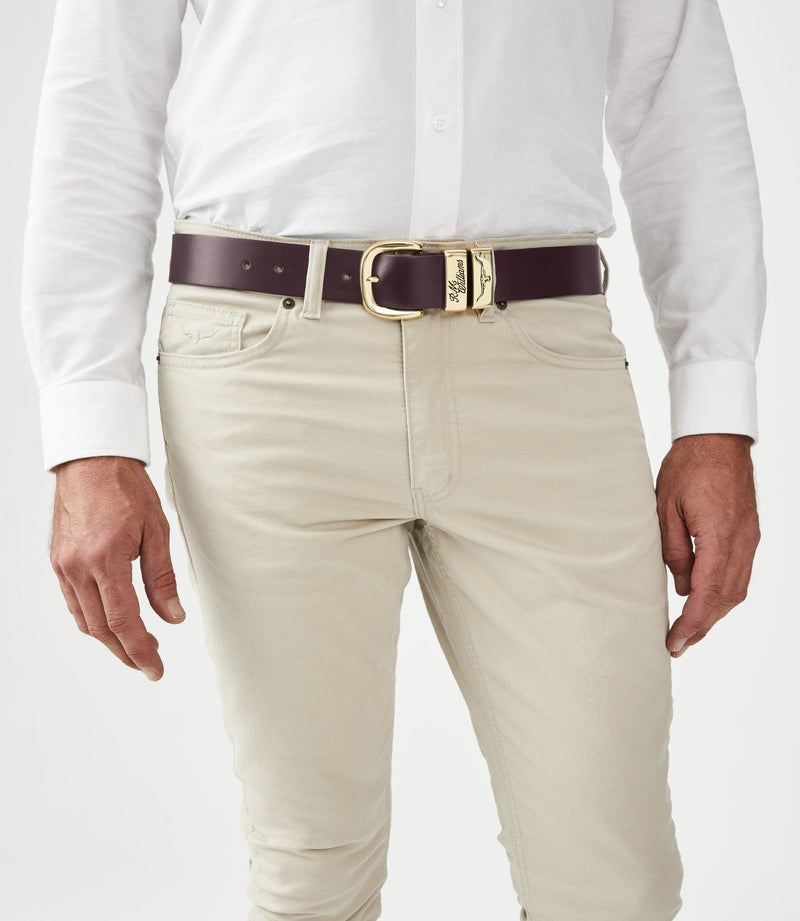 Load image into Gallery viewer, RM Williams 1 1/2" 3 Piece Solid Hide Belt (Gold)