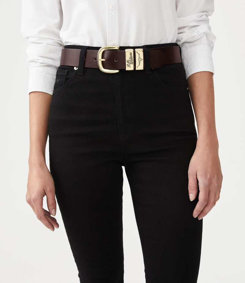 Load image into Gallery viewer, RM Williams 1 1/2" 3 Piece Solid Hide Belt (Gold)