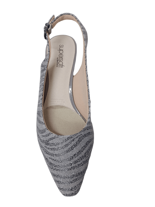 Supersoft Womens Grey Zebra Stringray Leather Heels