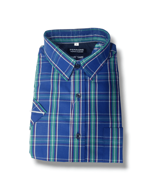 Perrone Mens Shirt Easy Care Cotton Peach Short Sleeve