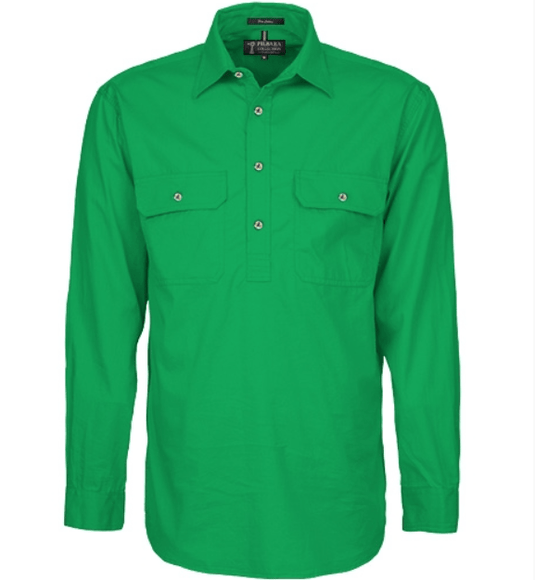 Pilbara Women's Kelly Green Closed Front Long Sleeve Shirt