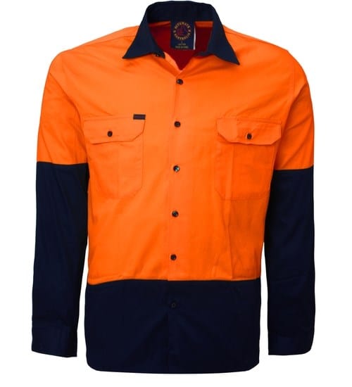 Mens Open Front 2 Tone L/S Shirt
