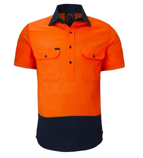 Ritemate Mens Closed Front S/S 2 Tone Shirt