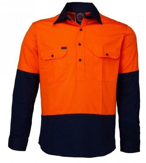 Ritemate Closed Front L/S 2 Tone Shirt