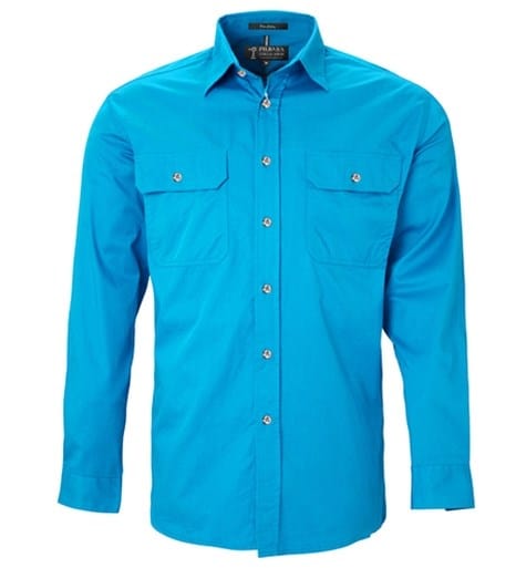 Ritemate Mens Pilbara Open Front L/S Shirt