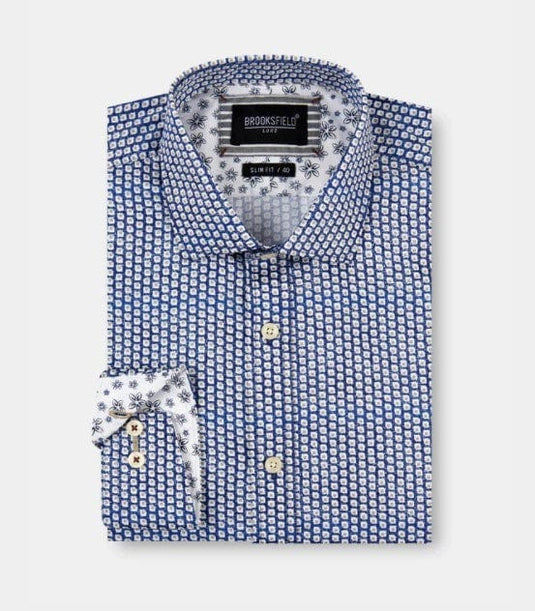 Brooksfield Mens Printed Dress Shirt