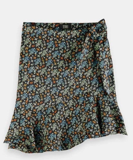 Scotch & Soda Womens Printed Wrap-Over Mini Skirt