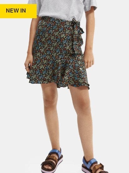 Scotch & Soda Womens Printed Wrap-Over Mini Skirt
