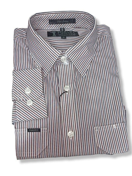 Load image into Gallery viewer, Pilbara Mens Stripe Dual Pocket Long Sleeve Shirt
