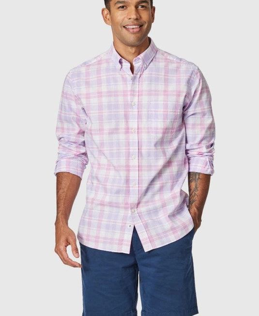 Blazer Mens Purple Alec Long Sleeve Check Shirt