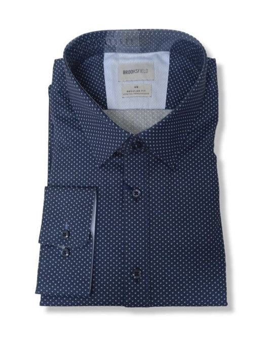 Brooksfield Mens Stretch Shirt - Navy