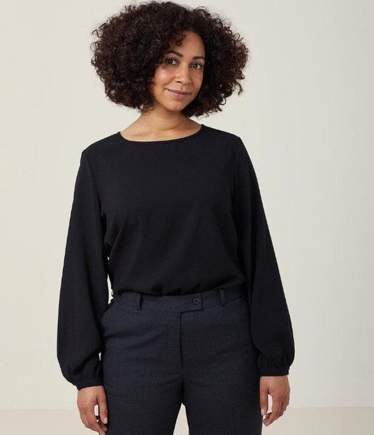 NNT Womens Heavy Stretch Georgette Long Sleeve Blouse