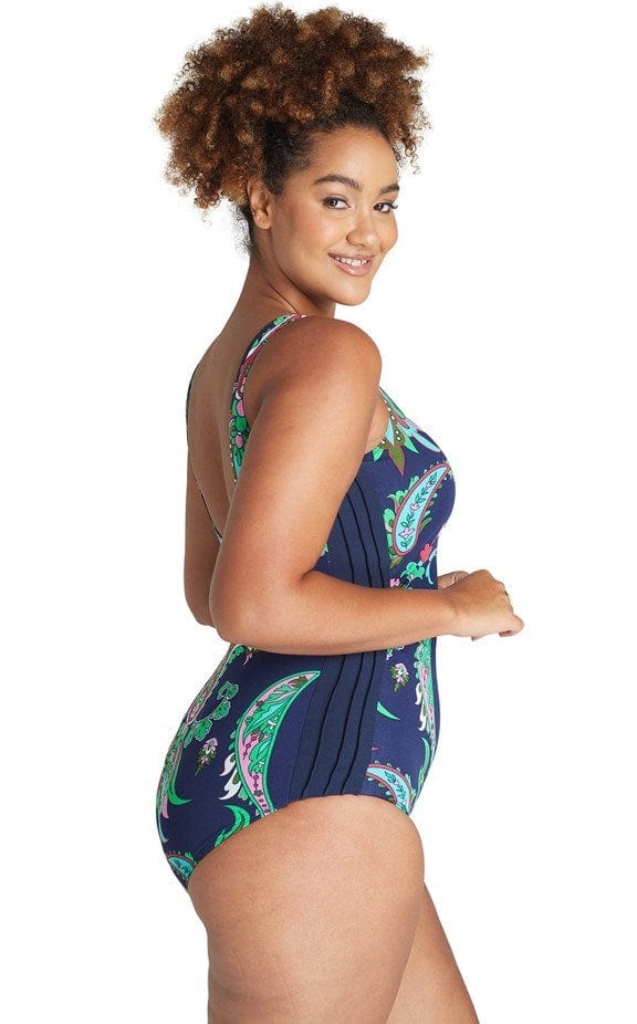 Load image into Gallery viewer, Genevieve Swimwear Womens Pin Tuck Side Panel One Piece
