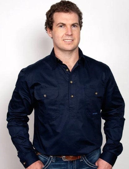 Just Country Mens Cameron 1/2 Button-Navy