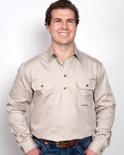 Just Country Mens Cameron 1/2 Button-Cobalt