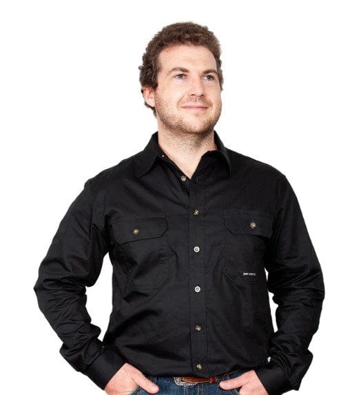 Just Country Mens Evan Full Button-Black