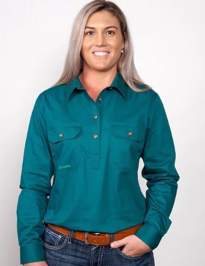 Just Country Womens Jahna 1/2 Button-Forest Green