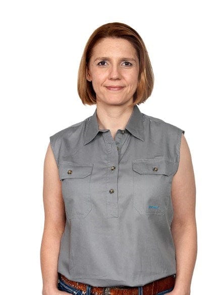 Just Country Womens Kerry 1/2 Button Sleeveless-Steel Grey