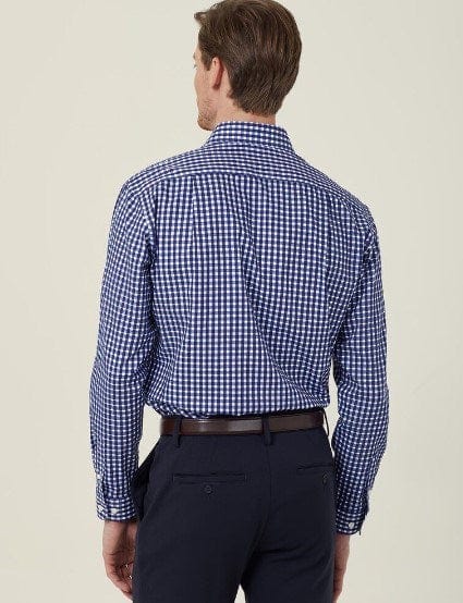 NNT Mens Dobby Check 100% Cotton Long Sleeve Shirt
