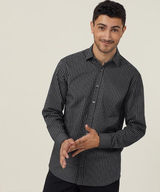 NNT Mens Fine Check Avignon Long Sleeve Shirt Classic Fit