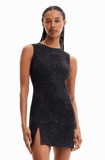 Desigual Womens Short Slim Dress With Animal Print