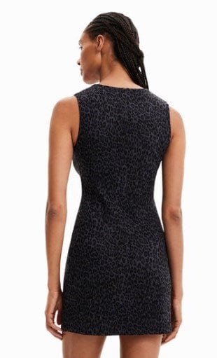 Desigual Womens Short Slim Dress With Animal Print