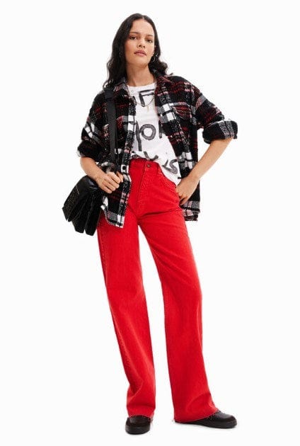 Desigual Womens Plaid Straight Jacket