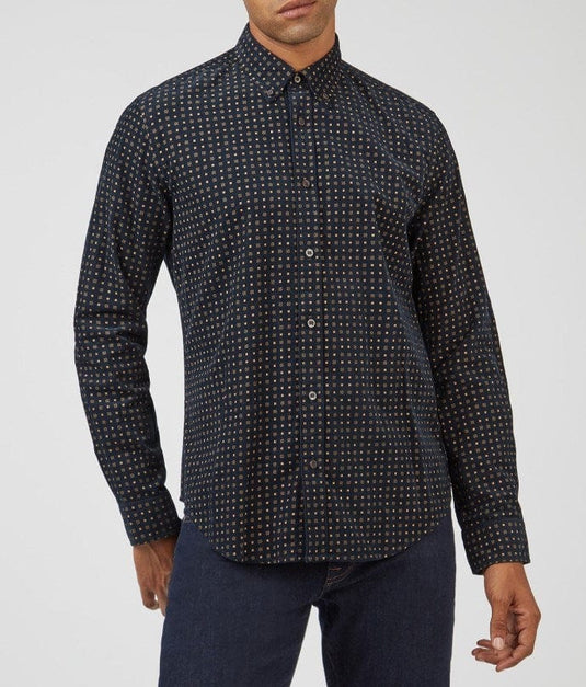 Ben Sherman Mens Geo Printed Cord Shirt