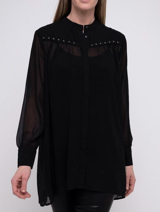 Pingpong Womens Stud Trim Tunic Blouse