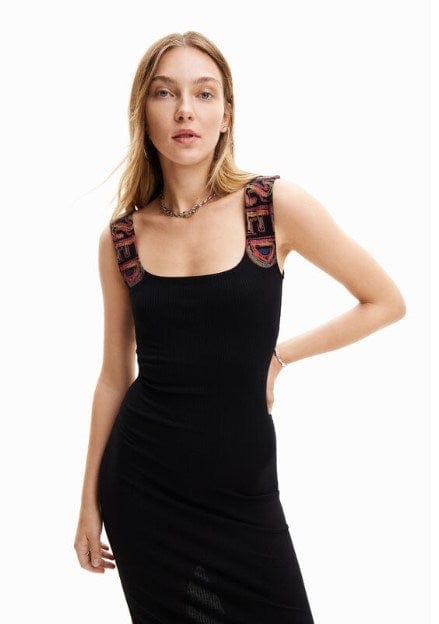 Desigual Womens Slim Ribbed Strappy Dress