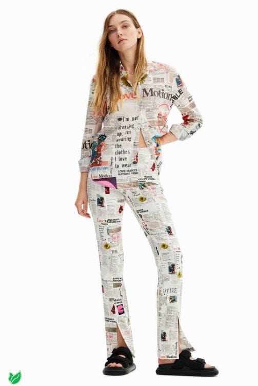 Desigual Womens Newspaper Slit Trousers