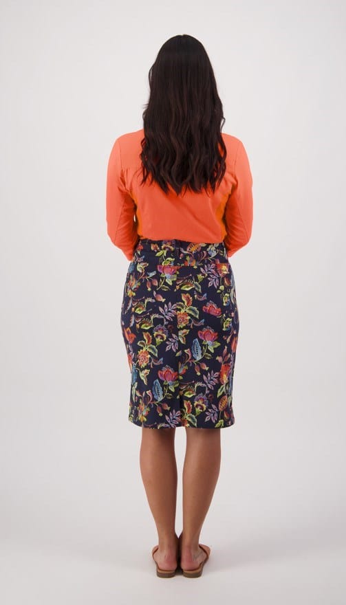 Vassalli Womens Printed Lightweight Skirt With Centre Back Vent